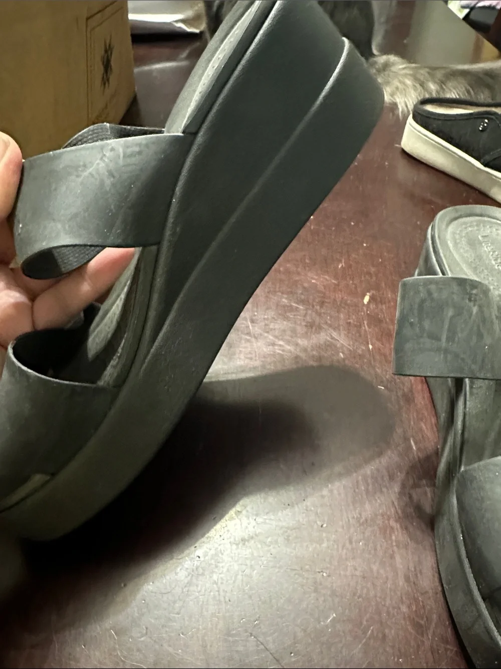 CROCS Women’s Charcoal Double-Strap Wedge Slides
